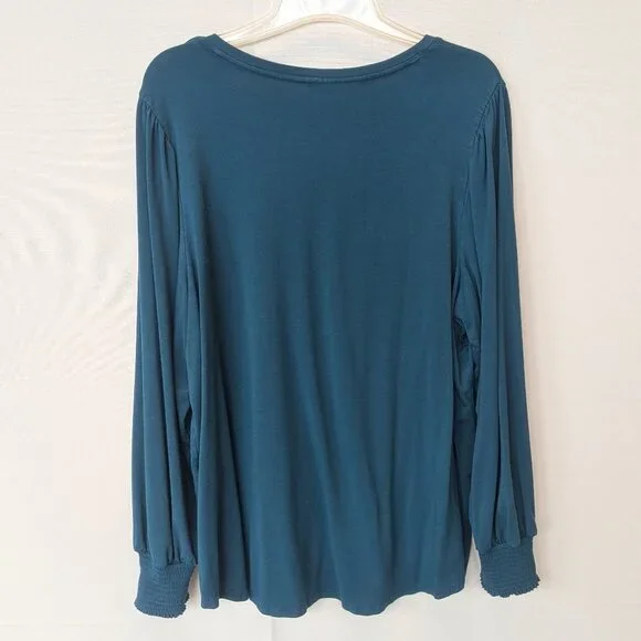 Chico's Teal V-neck Long Sleeve Top - Picture 4 of 6